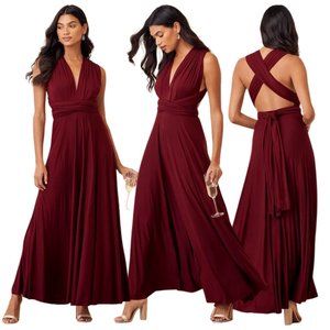 NWT Lulus Tricks of the Trade Burgundy Maxi Dress